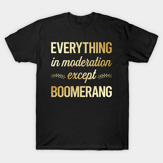 Funny Moderation Boomerang T-Shirt by lainetexterbxe49